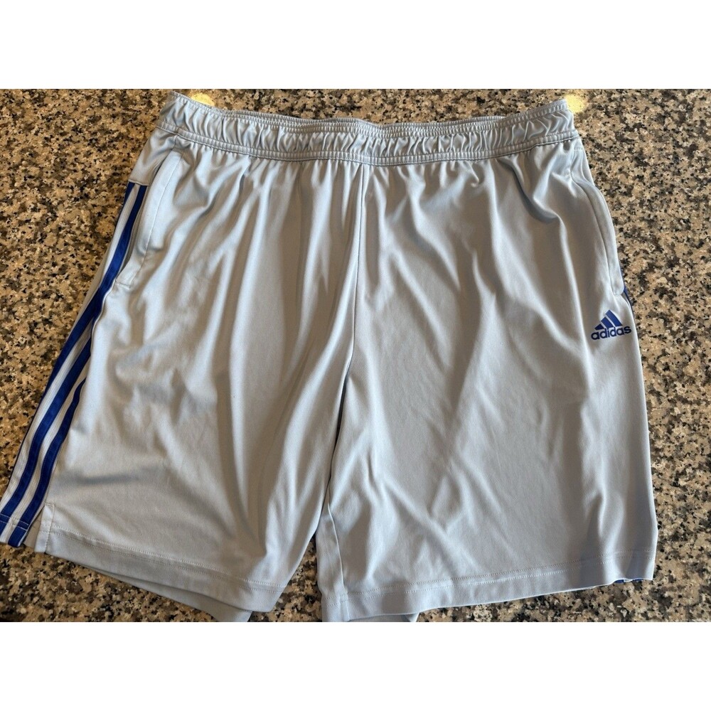 MENS Gray/Grey And Royal Blue ADIDAS ATHLETIC SHORTS 2xl Xxl-pockets
